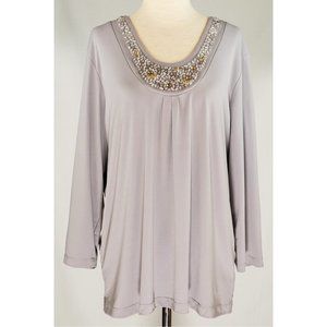 Susan Graver Gray Sequenced Blouse Size L